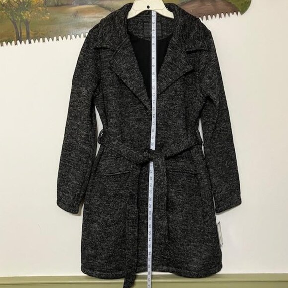 NWT Steve Madden Woman's Charcoal Heather Gray Belted Coat Size XL - Picture 3 of 15